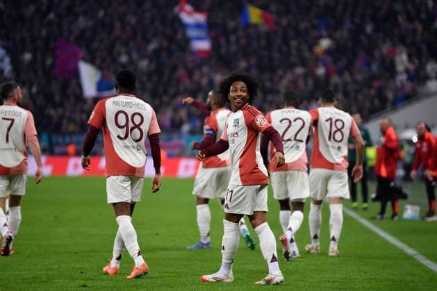 Europa League: FCSB and Olympique Lyonnais Malick Fofana of Olympique Lyonnais celebrates after scores his side third goal during the Round of 16 1st leg Europa League of the game between FCSB and Olympique Lyonnais, Arena Nationala, Bucharest, Thursday 06 March 2025. Alex Nicodim Imago Images Copyright: xAlexxNicodimx