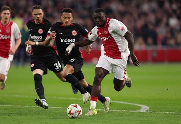06 03 2025, Football UEFA Europa League, AFC Ajax Amsterdam Eintracht Frankfurt, emonline, emspor, v l , Pharell Nnamdi Collins Eintracht Frankfurt , Tuta Lucas Silva Melo Eintracht Frankfurt , Brian Brobbey Ajax Amsterdam DFL DFB REGULATIONS PROHIBIT ANY USE OF PHOTOGRAPHS AS IMAGE SEQUENCES AND OR QUASI VIDEO xdcx Copyright: HMBxMedia Claus