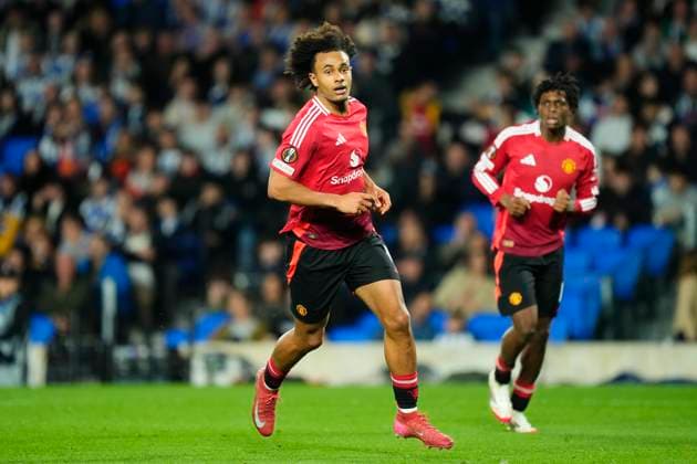 Real Sociedad de Futbol v Manchester United, ManU - UEFA Europa League 2024 25 Round of 16 First Leg Joshua Zirkzee centre-forward of Manchester United and Netherlands celebrates after scoring his sides first goal during the UEFA Europa League 2024 25 Round of 16 First Leg match between Real Sociedad de Futbol and Manchester United at Reale Arena on March 6, 2025 in San Sebastian, Spain. San Sebastian Basque Country Spain  Copyright: xJosexBretonx originalFilename:bretonhernandez-realsoci250306_npgL7.jpg