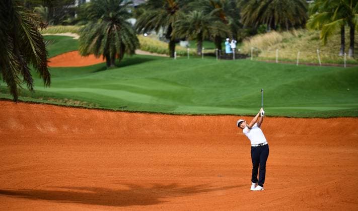 (250307) -- LINGSHUI, March 7, 2025 -- Yin Ruoning of China plays a shot during the second round of the Blue Bay LPGA, Golf Damen golf tournament in Lingshui, south China s Hainan Province, March 7, 2025. ) (SP)CHINA-LINGSHUI-GOLF-BLUE BAY LPGA (CN) YangxGuanyu 