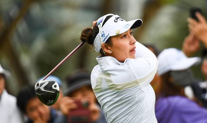 (250307) -- LINGSHUI, March 7, 2025 -- Jeeno Thitikul of Thailand plays a shot during the second round of the Blue Bay LPGA, Golf Damen golf tournament in Lingshui, south China s Hainan Province, March 7, 2025. ) (SP)CHINA-LINGSHUI-GOLF-BLUE BAY LPGA (CN) YangxGuanyu 
