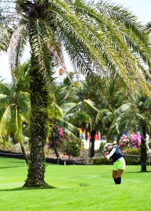 (250307) -- LINGSHUI, March 7, 2025 -- Furue Ayaka of Japan plays a shot during the second round of the Blue Bay LPGA, Golf Damen golf tournament in Lingshui, south China s Hainan Province, March 7, 2025. ) (SP)CHINA-LINGSHUI-GOLF-BLUE BAY LPGA (CN) YangxGuanyu 