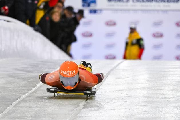 IBSF Bobsled and Skeleton World Championships LAKE PLACID, NY, UNITED STATES - MARCH 07: Christopher Grotheer (GER) competes during the men skeleton heat 3 race on March 07, 2025 at Mt Van Hoevenberg in Lake Placid, NY, United States (Photo by David Kirouac) *** IBSF Bobsled and Skeleton World Championships LAKE PLACID, NY, UNITED STATES MARCH 07 Christopher Grotheer GER competes during the men skeleton heat 3 race on March 07, 2025 at Mt Van Hoevenberg in Lake Placid, NY, United States Photo by David Kirouac Copyright: xBEAUTIFULxSPORTS Kirouacx