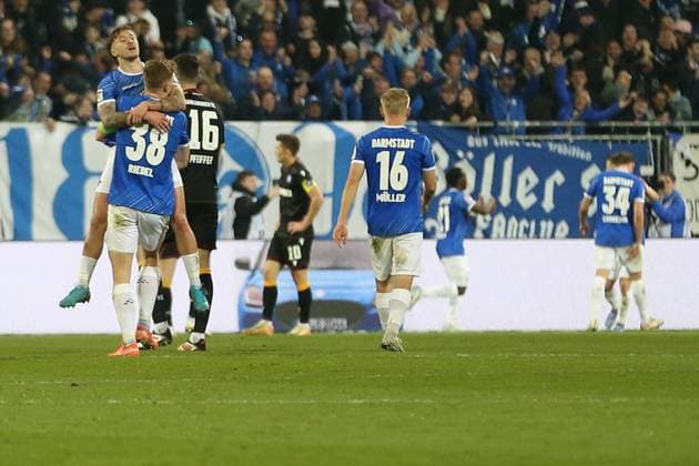 07 03 2025, xrekx, Fußball 2 Bundesliga, SV Darmstadt 98 Karlsruher SC v l Torjubel nach dem Tor zum 3 0 celebrating the goal celebrate durch Matondo Papela SV Darmstadt 98 DFL DFB REGULATIONS PROHIBIT ANY USE OF PHOTOGRAPHS as IMAGE SEQUENCES and or QUASI VIDEO Darmstadt