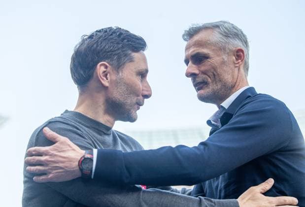 Soccer, Men, Season 2024 2025, 2 Bundesliga 25 Matchday , Hertha BSC FC Schalke 04, v l Coach Stefan Leitl Hertha BSC , Coach Kees van Wonderen Schalke 04 , 08 03 2025, Copyright: xSebastianxRäppold MatthiasxKochx