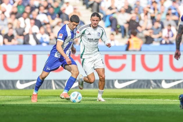 08 03 2025, Soccer, Season 2024 2025, 2 Bundesliga, Matchday 25, Hertha BSC FC Schalke 04, f l Ibrahim Maza Hertha BSC , Taylan Bulut FC Schalke 04 Berlin Olympiastadion Berlin Germany xRHR PHOTO TRx Copyright: TimxRehbein RHR-FOTOx RHR-FOTO TR