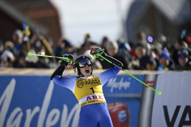 Sport Bilder des Tages ARE, SVERIGE 20250308 Italy s Federica Brignone in action during the second run of the women s giant slalom event during the FIS Alpine Skiing World Cup in Are, Sweden, on March 8, 2025. ARE SVERIGE x10050x *** ARE, SVERIGE 20250308 Italy s Federica Brignone in action during the second run of the women s giant slalom event during the FIS Alpine Skiing World Cup in Are, Sweden, on March 8, 2025 ARE SVERIGE x10050x  Copyright: xPontusxLundahl TTx ALPINE SKIING WC GIANT SLALOM