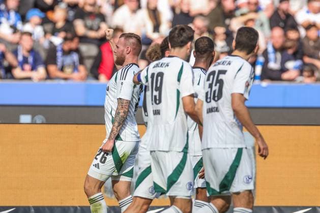 08 03 2025, Soccer, Season 2024 2025, 2 Bundesliga, Matchday 25, Hertha BSC FC Schalke 04, Tomas Kalas FC Schalke 04 cheers after his goal to make it 0 to 1 Berlin Olympiastadion Berlin Germany xRHR PHOTO TRx Copyright: TimxRehbein RHR-FOTOx RHR-FOTO TR