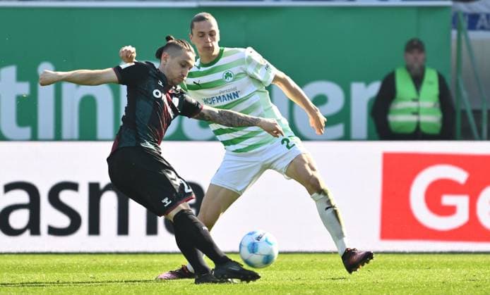 08 03 2025 Soccer Season 2024 2025 2 Soccer Bundesliga 25 Matchday SpVgg Greuther Fürth Kleeblatt 1 FC Magdeburg FCM Sportfoto Zink xwoxzix DFL regulations prohibit any use of photographs as image sequences and or quasi video only for editorial use Baris Atik 23, 1 FC Magdeburg FCM Noah Loosli 25, SpVgg Greuther Fürth
