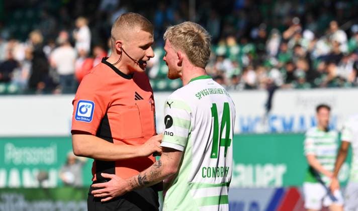 08 03 2025 Soccer Season 2024 2025 2 Soccer Bundesliga 25 Matchday SpVgg Greuther Fürth Kleeblatt 1 FC Magdeburg FCM Sportfoto Zink xwoxzix DFL regulations prohibit any use of photographs as image sequences and or quasi video only for editorial use Timo Gansloweit Referee Jomaine Consbruch 14, SpVgg Greuther Fürth