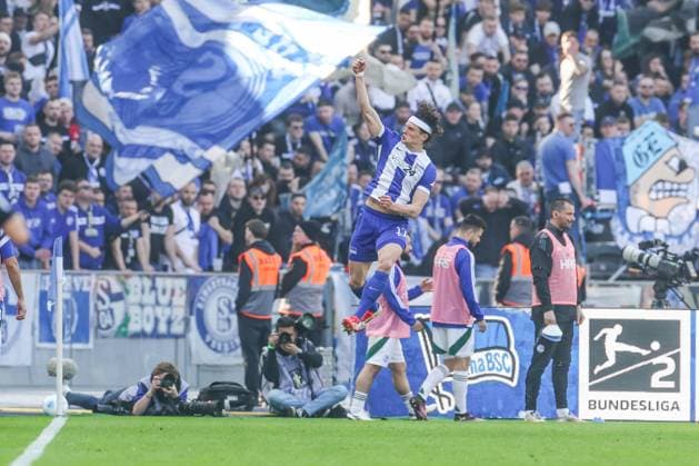 08 03 2025, Soccer, Season 2024 2025, 2 Bundesliga, Matchday 25, Hertha BSC FC Schalke 04, Fabian Reese Hertha BSC cheers after his goal to make it 1 - 1 Berlin Olympiastadion Berlin Germany xRHR PHOTO TRx Copyright: TimxRehbein RHR-FOTOx RHR-FOTO TR