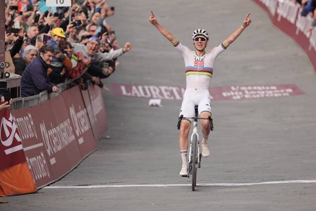POGACAR Tadej wins during the 19th edition of the Strade Bianche (White Roads) a 213 km one day race from Siena to Siena, Tuscany (Italy) - Saturday March 8, 2025.  Copyright: xMarcoxAlpozzi xLaPressex