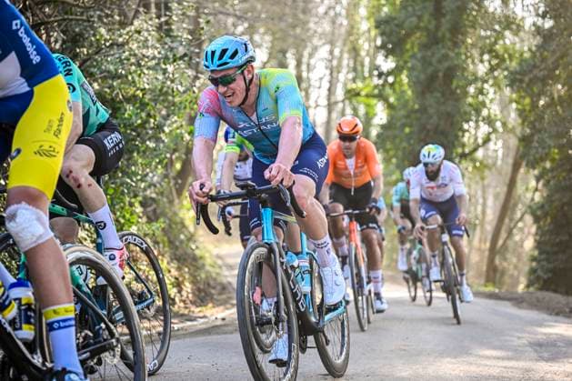 GP Criquielion 2025 LESSINES, BELGIUM - MARCH 08 : Rider of Astana Qazaqstan Team in action pictured during the 2025 GP Criquielion cycling race with start in Ath and finish in Lessines after 200 km on March 8, 2025 in Lessines, Belgium, 08 03 2025 Lessines Belgium  Copyright: xJanxDexMeuleneirx