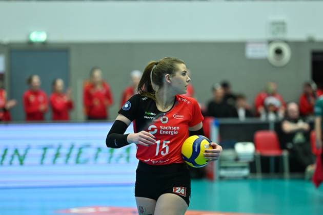 Marta Kamelija Levinska Dresdner SC, 15 Dresdner SC vs Ladies in Black Aachen, 1 Volleyball Bundesliga Women, Season 2024 2025, 08 03 2025 Dresdner SC vs Ladies in Black Aachen, 1 Volleyball Bundesliga Women, Season 2024 2025, 08 03 2025 Dresden Copyright: xEibner-Pressefoto xHoepnerx EP_PHR