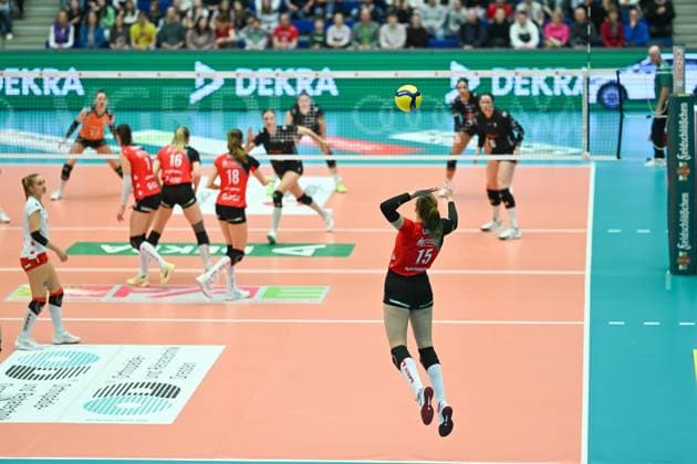 Marta Kamelija Levinska Dresdner SC, 15 Dresdner SC vs Ladies in Black Aachen, 1 Volleyball Bundesliga Women, Season 2024 2025, 08 03 2025 Dresdner SC vs Ladies in Black Aachen, 1 Volleyball Bundesliga Women, Season 2024 2025, 08 03 2025 Dresden Copyright: xEibner-Pressefoto xHoepnerx EP_PHR