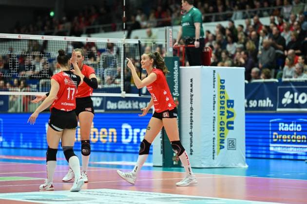 Sarah Straube Dresdner SC, 18 Dresdner SC vs Ladies in Black Aachen, 1 Volleyball Bundesliga Women, Season 2024 2025, 08 03 2025 Dresdner SC vs Ladies in Black Aachen, 1 Volleyball Bundesliga Women, Season 2024 2025, 08 03 2025 Dresden Copyright: xEibner-Pressefoto xHoepnerx EP_PHR