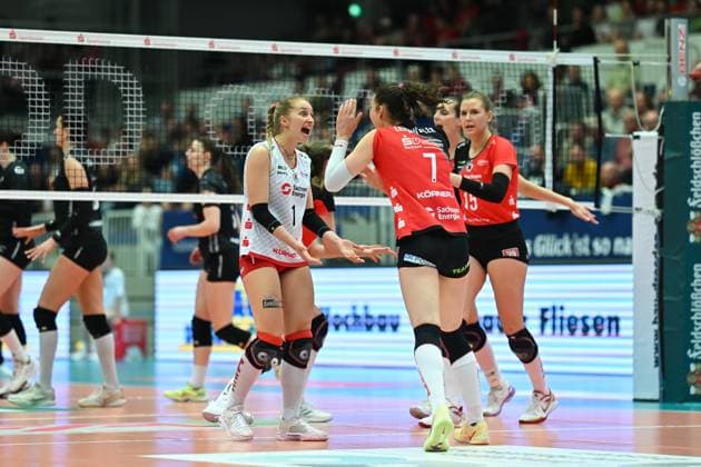 Patricia Nestler Dresdner SC, 1 Dresdner SC vs Ladies in Black Aachen, 1 Volleyball Bundesliga Women, Season 2024 2025, 08 03 2025 Dresdner SC vs Ladies in Black Aachen, 1 Volleyball Bundesliga Women, Season 2024 2025, 08 03 2025 Dresden Copyright: xEibner-Pressefoto xHoepnerx EP_PHR