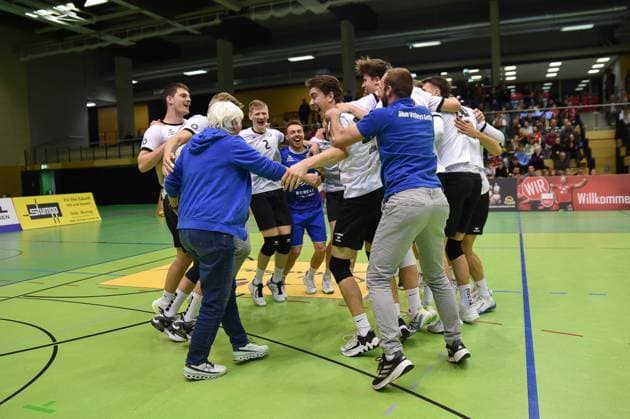 Champion jubilation, jubilation, joy, Champion 2 Bundesliga, Blue Volleys Gotha TV Rottenburg vs Blue Volleys Gotha, Volleyball, 2 Bundesliga Sued, 21 Matchday, Season 2024 2025, 08 03 2025, TV Rottenburg vs Blue Volleys Gotha, Volleyball, 2 Bundesliga Sued, 21 Matchday, Season 2024 2025, 08 03 2025 Rottenburg Copyright: xEibner-Pressefoto RalphxKunzex EP_RKE
