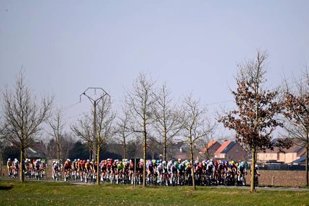 Grand Prix Jean-Pierre Monsere 2025 cycling race ROESELARE, BELGIUM - MARCH 09 : illustration picture peloton during the Men Elite UCI 1.1 Europe Tour 13th Lotto Begium Cup Grand Prix Jean-Pierre Monsere cycling race of 201,6 kms with start in Ichtegem and finish in Roeselare on March 09, 2025 in Roeselare, Belgium, 09 03 2025 ( Motordriver Guy De Vuyst & Roeselare Belgium  Copyright: xTomasxSiskx