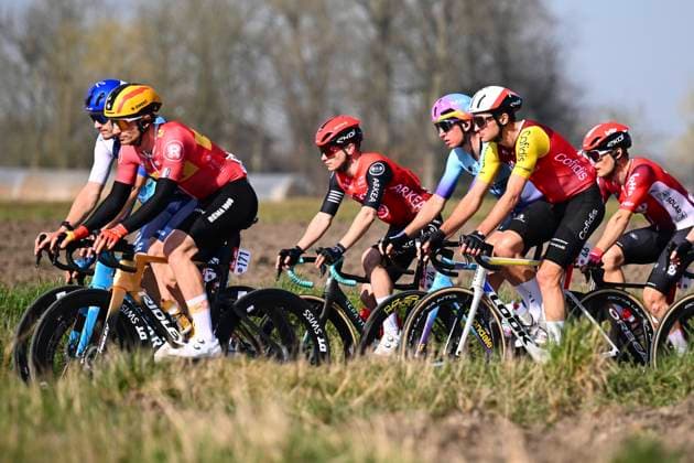 Grand Prix Jean-Pierre Monsere 2025 cycling race ROESELARE, BELGIUM - MARCH 09 : Blikra Erlend (NOR) of Uno-X Mobility, Robeet Ludovic (BEL) of Cofidis during the Men Elite UCI 1.1 Europe Tour 13th Lotto Begium Cup Grand Prix Jean-Pierre Monsere cycling race of 201,6 kms with start in Ichtegem and finish in Roeselare on March 09, 2025 in Roeselare, Belgium, 09 03 2025 ( Motordriver Guy De Vuyst & Roeselare Belgium  Copyright: xTomasxSiskx