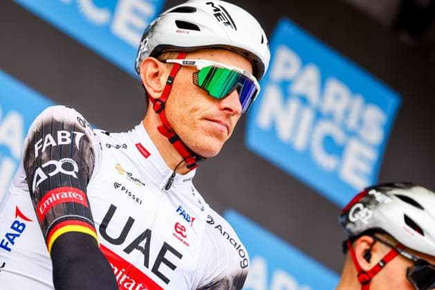 German Nils Politt of UAE Team Emirates pictured at the start of the first stage of 83th edition of the Paris-Nice cycling race, from and to Le Perray-en-Yvelines (156,5km), Sunday 09 March 2025. DAVIDxPINTENS  x114552049x