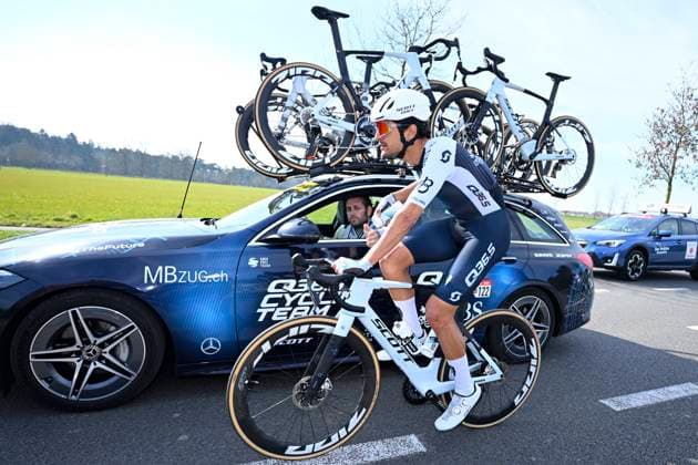 Grand Prix Jean-Pierre Monsere 2025 cycling race ROESELARE, BELGIUM - MARCH 09 : Parisini Nicolo (ITA) of Q36.5 Pro Cycling Team during the Men Elite UCI 1.1 Europe Tour 13th Lotto Begium Cup Grand Prix Jean-Pierre Monsere cycling race of 201,6 kms with start in Ichtegem and finish in Roeselare on March 09, 2025 in Roeselare, Belgium, 09 03 2025 ( Motordriver Guy De Vuyst & Roeselare Belgium  Copyright: xTomasxSiskx