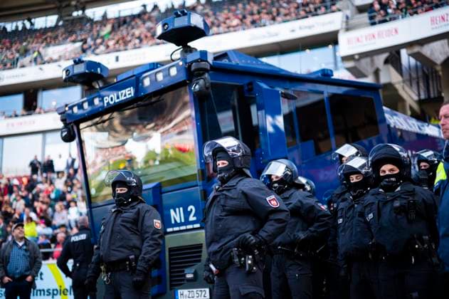 09 03 2025 Soccer, 2024 2025, 2 Bundesliga, 25 Matchday, Hannover 96 Eintracht Braunschweig Police DFL REGULATIONS PROHIBIT ANY USE OF PHOTOGRAPHS AS IMAGE SEQUENCES AND OR QUASI VIDEO Hannover Lower Saxony Germany Heinz von Heiden Arena