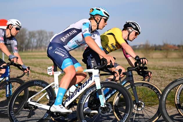 Grand Prix Jean-Pierre Monsere 2025 cycling race ROESELARE, BELGIUM - MARCH 09 : Van Mechelen Vlad (BEL) of Bahrain - Victorious during the Men Elite UCI 1.1 Europe Tour 13th Lotto Begium Cup Grand Prix Jean-Pierre Monsere cycling race of 201,6 kms with start in Ichtegem and finish in Roeselare on March 09, 2025 in Roeselare, Belgium, 09 03 2025 ( Motordriver Guy De Vuyst & Roeselare Belgium  Copyright: xTomasxSiskx