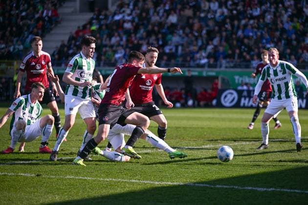 09 03 2025, Soccer, 2 Bundesliga, 25 Matchday Season 2024 2025, Preußen Münster 1 FC Nürnberg, Goal chance Stefanos Tzimas 1 FC Nürnberg xRHR PHOTO TKx Copyright: RHR-FOTOx RHR-FOTO TK