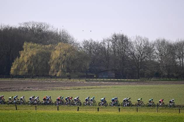Grand Prix Jean-Pierre Monsere 2025 cycling race ROESELARE, BELGIUM - MARCH 09 : illustration picture peloton during the Men Elite UCI 1.1 Europe Tour 13th Lotto Begium Cup Grand Prix Jean-Pierre Monsere cycling race of 201,6 kms with start in Ichtegem and finish in Roeselare on March 09, 2025 in Roeselare, Belgium, 09 03 2025 ( Motordriver Guy De Vuyst & Roeselare Belgium  Copyright: xTomasxSiskx