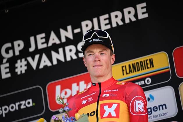Grand Prix Jean-Pierre Monsere 2025 cycling race ROESELARE, BELGIUM - MARCH 09 : Fredheim Stian (NOR) of Uno-X Mobility pictured during the podium ceremony of the Men Elite UCI 1.1 Europe Tour 13th Lotto Begium Cup Grand Prix Jean-Pierre Monsere cycling race of 201,6 kms with start in Ichtegem and finish in Roeselare on March 09, 2025 in Roeselare, Belgium, 09 03 2025 ( Motordriver Guy De Vuyst & Roeselare Belgium  Copyright: xTomasxSiskx