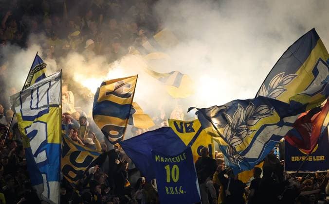 Sport Themen der Woche KW10 Sport Bilder des Tages Union s supporters pictured during a soccer match between Royale Union Saint-Gilloise and Standard de Liege, Sunday 09 March 2025 in Brussels, on day 29 of the 2024-2025 season of the Jupiler Pro League first division of the Belgian championship. VIRGINIExLEFOUR  x114578314x