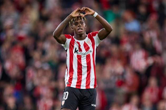 Sport Themen der Woche KW10 Sport Bilder des Tages March 9, 2025, Bilbao, Vizcaya, SPAIN: Nico Williams of Athletic Club celebrates after scoring goal during the LaLiga EA Sports match between Athletic Club and RCD Mallorca at San Mames on March 9, 2025, in Bilbao, Spain. Bilbao SPAIN - ZUMAa181 20250309_zaa_a181_277 Copyright: xRicardoxLarreinax