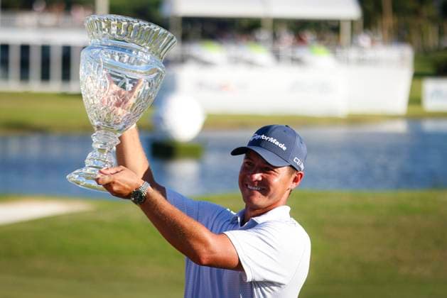 Puerto Rico Open 2025 - Final Round Karl Vilips of Australia poses with the winner s trophy after winning the Puerto Rico Open 2025 at Grand Reserve Golf Club on March 09, 2025 in Rio Grande, Puerto Rico. San Juan Puerto Rico  Copyright: xEdgardoxMedinax originalFilename:medinamillan-notitle250309_npWcb.jpg