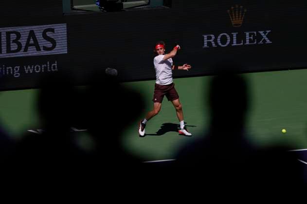 March 09, 2025 Stefanos Tsitsipas (GRE) returns a shot against Matteo Berrettini (ITA) during the 2025 BNP Paribas Open at Indian Wells Tennis Garden in Indian Wells, California. Mandatory Photo Credit: CSM Indian Wells United States of America - ZUMAc04_ 20250309_zma_c04_055 Copyright: xCharlesxBausx