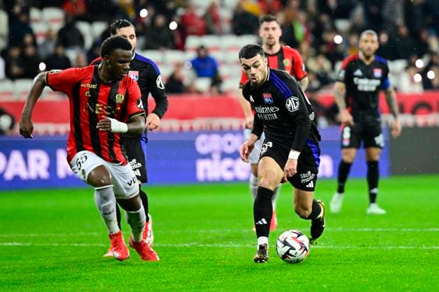 FOOTBALL : OGC Nice VS Olympique Lyonnais - Ligue 1 Mcdonald s - 09 03 2025 L OGC Nice recoit l Olympique Lyonnais dans le cadre la 25e journÃ e de Ligue 1 Mcdonald s. Georges Mikautadze (OL) NiceFrance  Copyright: xWilliamxCannarellax