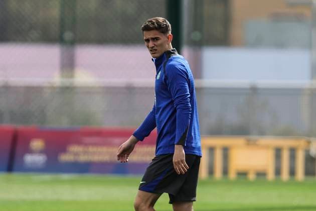 March 10, 2025, Sant Joan Despi, Barcelona, SPAIN: Pablo Martin Gavira Gavi during the training day of FC Barcelona, Barca ahead UEFA Champions League, football match against SL Benfica at Ciudad Esportiva Joan Gamper on March 10, 2025 in Sant Joan Despi, Barcelona, Spain. Sant Joan Despi SPAIN - ZUMAa181 20250310_zaa_a181_010 Copyright: xJavierxBorregox