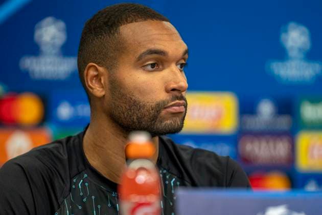 Jonathan Tah Bayer 04 Leverkusen, 4 at the press conference 10 03 2025, Press conference Bayer 04 Leverkusen before the second leg of the Champions League Bayer Leverkusen FC Bayern Munich Bundesliga, GER, Leverkusen, BayArena DFL regulations prohibit any use of photographs as image sequences and or quasi video Copyright: HMBxMedia xMarcoxBader