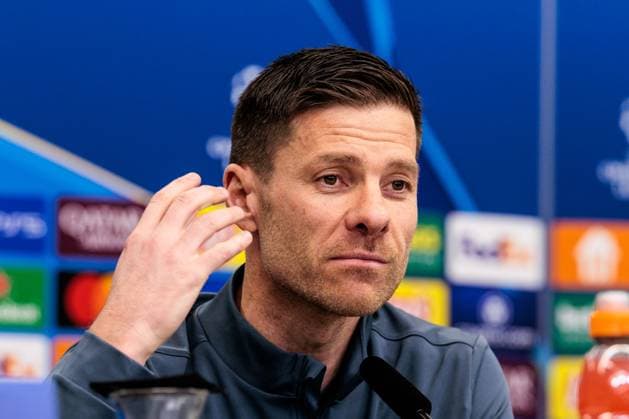 UEFA Champions League, Press conference Bayer 04 Leverkusen 10 03 2025 Xabi Alonso head coach Bayer 04 Leverkusen gestures during the press conference UEFA Champions League round of 16 second leg, press conference Bayer 04 Leverkusen before the match against FC Bayern Munich Leverkusen, BayArena on 10 03 2025 Copyright: xBEAUTIFULxSPORTS Wunderlx
