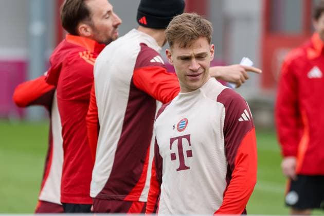 Joshua Kimmich FC Bayern Muenchen, 06 at training, GER, Final training, FC Bayern Muenchen, Football, UEFA Champions League, Round of 16 second leg, 2024 2025 season, 10 03 2025, GER, Final training, FC Bayern Muenchen, Football, UEFA Champions League, Round of 16 second leg, 2024 2025 season, 10 03 2025 Muenchen Copyright: xEibner-Pressefoto JennixMaulx EP_JML