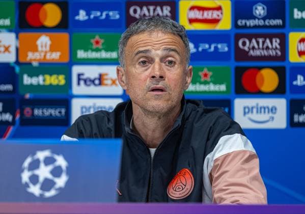 Football - UEFA Champions League - Round of 16 2nd Leg - Liverpool FC v Paris Saint-Germain - MD-1 LIVERPOOL, ENGLAND - Monday, March 10, 2025: Paris Saint-Germain s head coach Luis Enrique during a press conference, PK, Pressekonferenz at Anfield ahead of the UEFA Champions League Round of 16 2nd Leg match between Liverpool FC and Paris Saint-Germain. (Photo by David Rawcliffe Propaganda) LIVERPOOL Anfield MERSEYSIDE ENGLAND  Copyright: xDavidxRawcliffex P2025-03-10-Liverpool_PSG_MD-1-44