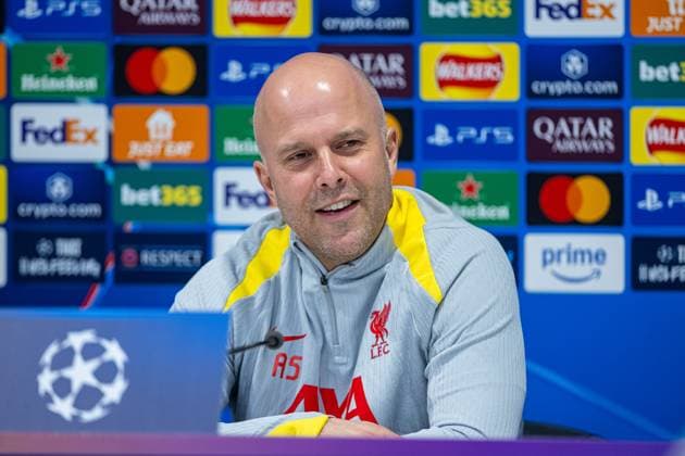 Football - UEFA Champions League - Round of 16 2nd Leg - Liverpool FC v Paris Saint-Germain - MD-1 LIVERPOOL, ENGLAND - Monday, March 10, 2025: Liverpool s head coach Arne Slot during a press conference, PK, Pressekonferenz at Anfield ahead of the UEFA Champions League Round of 16 2nd Leg match between Liverpool FC and Paris Saint-Germain. (Photo by David Rawcliffe Propaganda) LIVERPOOL Anfield MERSEYSIDE ENGLAND  Copyright: xDavidxRawcliffex P2025-03-10-Liverpool_PSG_MD-1-91