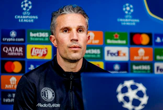 Pressconference Robin van Persie and Timon Wellenreuther of Feyenoord at the San Siro stadium for the UEFA Champions League season 2024 2025 in MILAN, Italy on 10 march 2025, photo by Marcel van Dorst EYE4images DeFodi Images