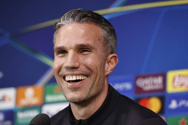 MILAN - Feyenoord coach Robin van Persie during the press conference, PK, Pressekonferenz at the San Siro stadium ahead of the return match in the Champions League eighth finals against Internazionale. ANP MAURICE VAN STEEN netherlands out - belgium out Milaan xVIxxIVx 522061511 originalFilename: 0806997619st.jpg