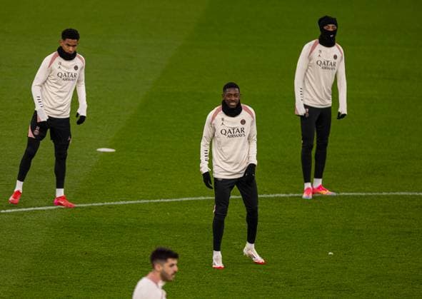 Football - UEFA Champions League - Round of 16 2nd Leg - Liverpool FC v Paris Saint-Germain - MD-1 LIVERPOOL, ENGLAND - Monday, March 10, 2025: Paris Saint-Germain s Ousmane DembÃ lÃ during a training session at Anfield ahead of the UEFA Champions League Round of 16 2nd Leg match between Liverpool FC and Paris Saint-Germain. (Photo by David Rawcliffe Propaganda) LIVERPOOL Anfield MERSEYSIDE ENGLAND  Copyright: xDavidxRawcliffex P2025-03-10-Liverpool_PSG_MD-1-107