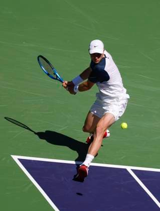 March 10, 2025 Jack Draper (GBR) returns a shot against Jenson Brooksby during the 2025 BNP Paribas Open at Indian Wells Tennis Garden in Indian Wells, California. Mandatory Photo Credit: CSM Indian Wells United States of America - ZUMAc04_ 20250310_zma_c04_002 Copyright: xCharlesxBausx