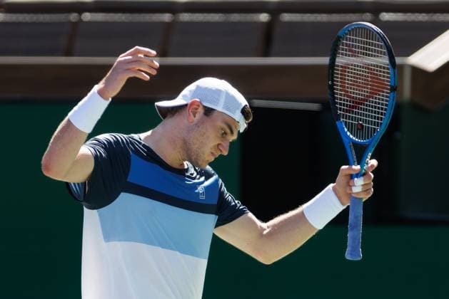 March 10, 2025: Jack Draper (GBR) reacts during his round 3 match against Jenson Brooksby (USA) at the BNP Paribas Open on March 10, 2025, held at the Indian Wells Tennis Garden in Indian Wells, California. Indian Wells USA - ZUMAc04_ 20250310_zma_c04_026 Copyright: xMalxTaamx