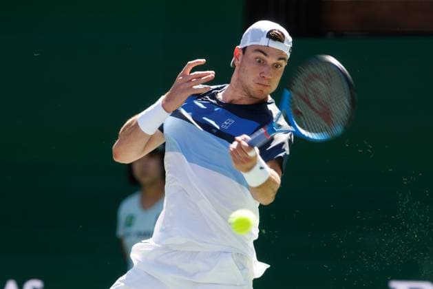 March 10, 2025: Jack Draper (GBR) in action against Jenson Brooksby (USA) during their round 3 match at the BNP Paribas Open on March 10, 2025, held at the Indian Wells Tennis Garden in Indian Wells, California. Indian Wells USA - ZUMAc04_ 20250310_zma_c04_022 Copyright: xMalxTaamx