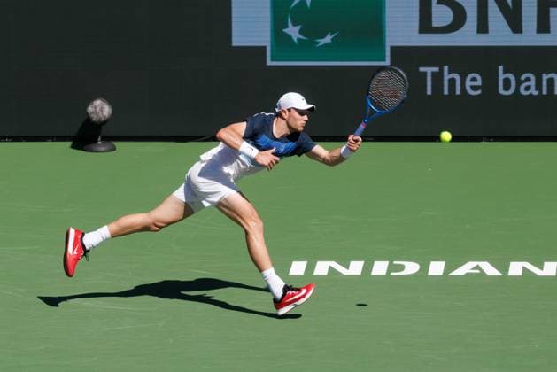 March 10, 2025: Jack Draper (GBR) in action against Jenson Brooksby (USA) during their round 3 match at the BNP Paribas Open on March 10, 2025, held at the Indian Wells Tennis Garden in Indian Wells, California. Indian Wells USA - ZUMAc04_ 20250310_zma_c04_030 Copyright: xMalxTaamx