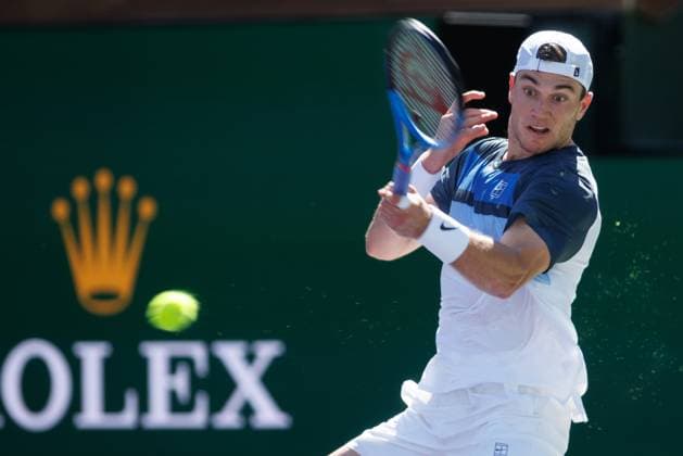 March 10, 2025: Jack Draper (GBR) in action against Jenson Brooksby (USA) during their round 3 match at the BNP Paribas Open on March 10, 2025, held at the Indian Wells Tennis Garden in Indian Wells, California. Indian Wells USA - ZUMAc04_ 20250310_zma_c04_034 Copyright: xMalxTaamx